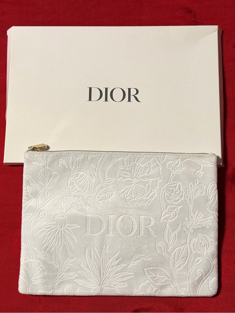 NEW Dior White Zippered Pouch